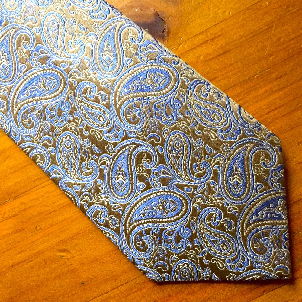 Blue and Gold Paisley Necktie